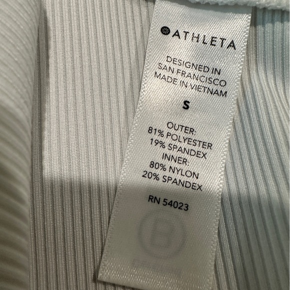 Athleta White Ribbed Ruched Sleeveless Top Size Small - Picture 6 of 7